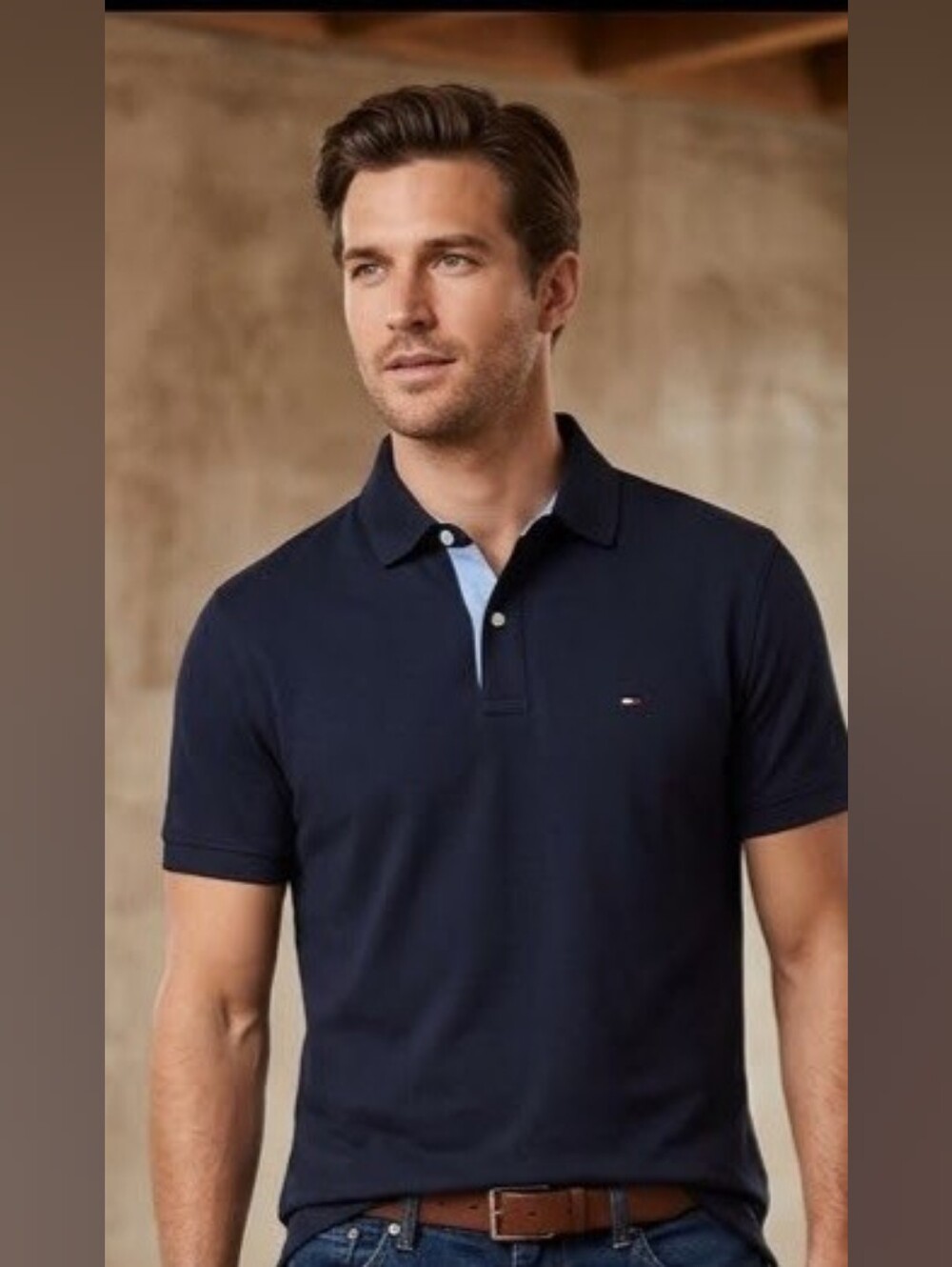 NWT Tommy Hilfiger Navy Polo with Contrast Placket